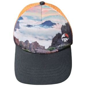 TRV La Palma Island Hat Cap Transvulcania Ultramarathon Mountain Graphic Orange